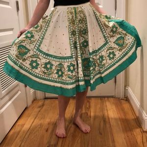 Milly of New York A-line Green & Gold Sequin Skirt